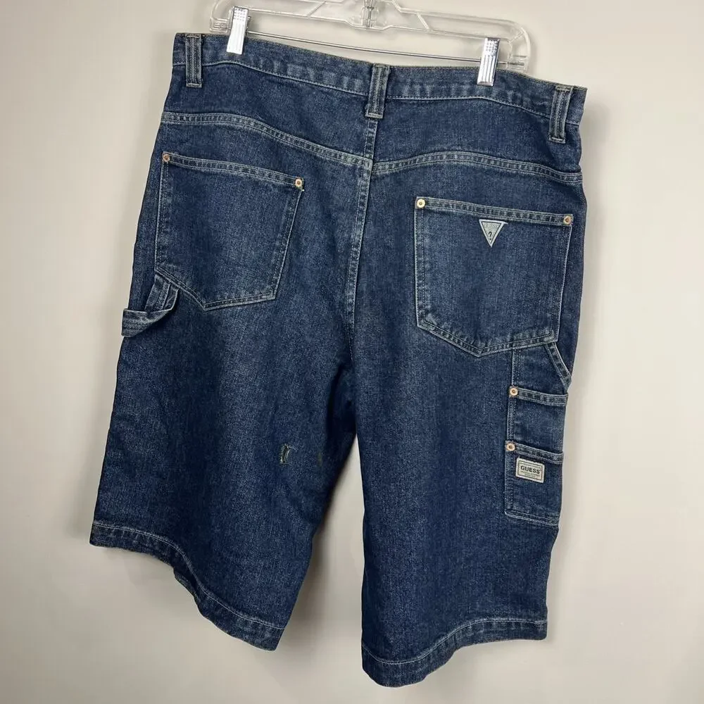 Guess Jeans men's Size 38 Short Blue‎ Baggy Denim Jorts Carpenter